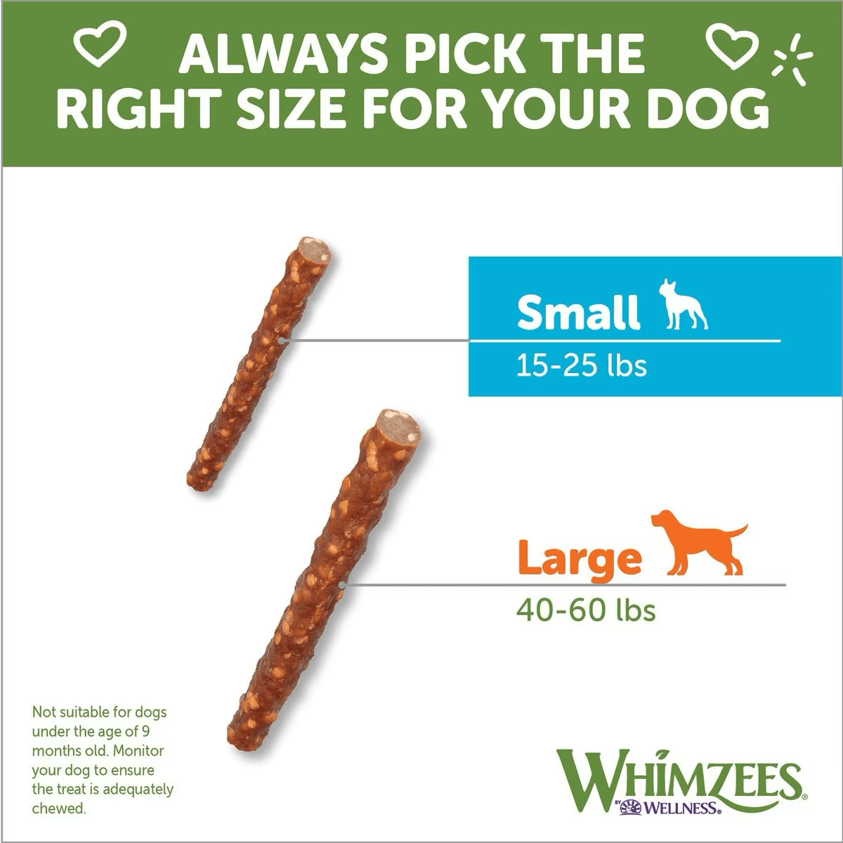 Whimzees Edible Dental Dog Chew Veggie Sausage - Small - Natural Chews - Whimzees - PetMax Canada