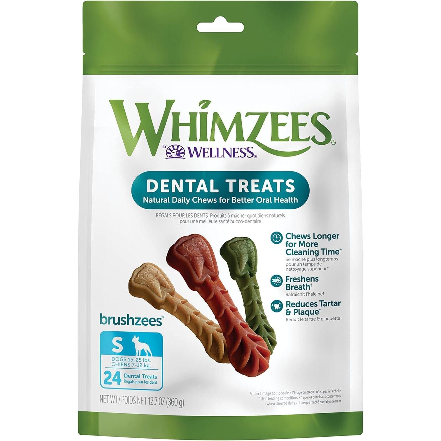 Whimzees Natural Grain Free Daily Dental Long Lasting Dog Treats Brushzees - Small - Natural Chews - Whimzees - PetMax Canada