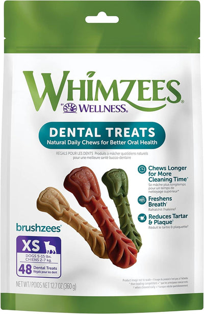 Whimzees Natural Grain Free Daily Dental Long Lasting Dog Treats Brushzees - X-Small - Natural Chews - Whimzees - PetMax Canada
