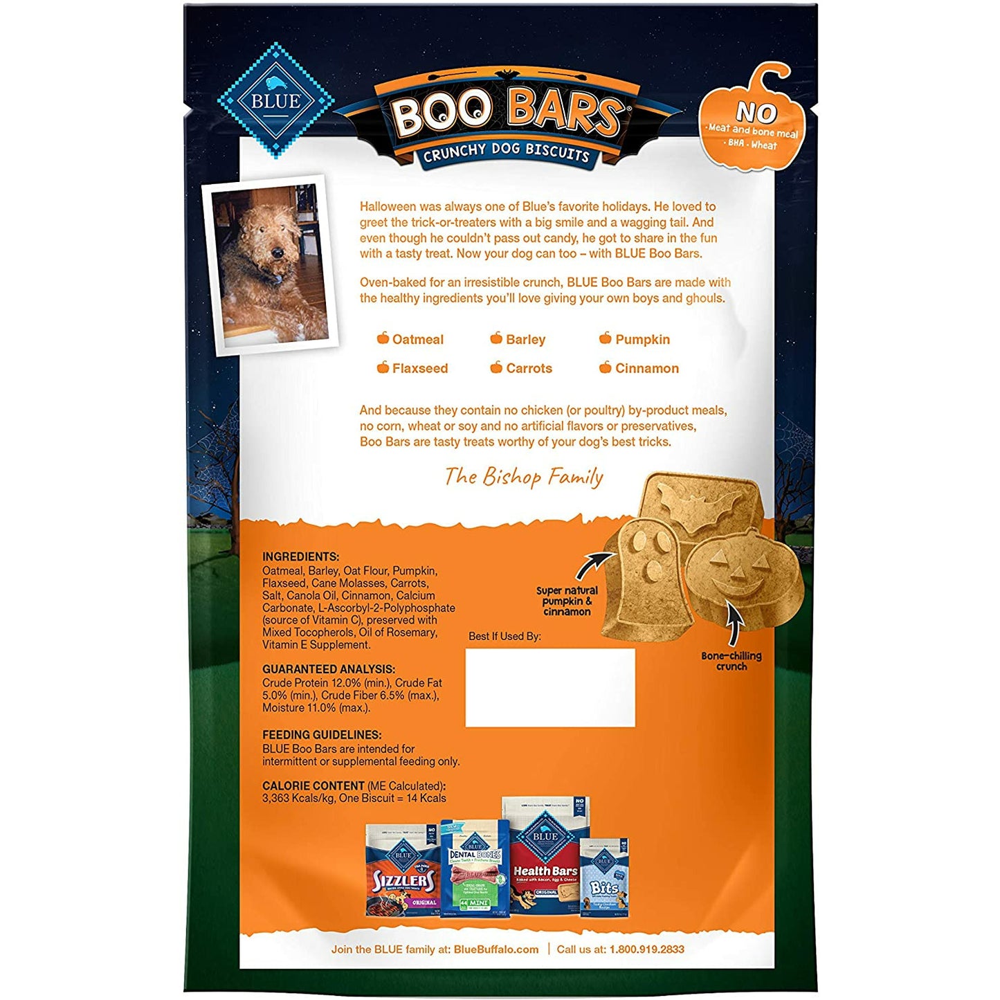 Blue Halloween Boo Bars Pumpkin & Cinnamon Dog Treats  Dog Treats  | PetMax Canada