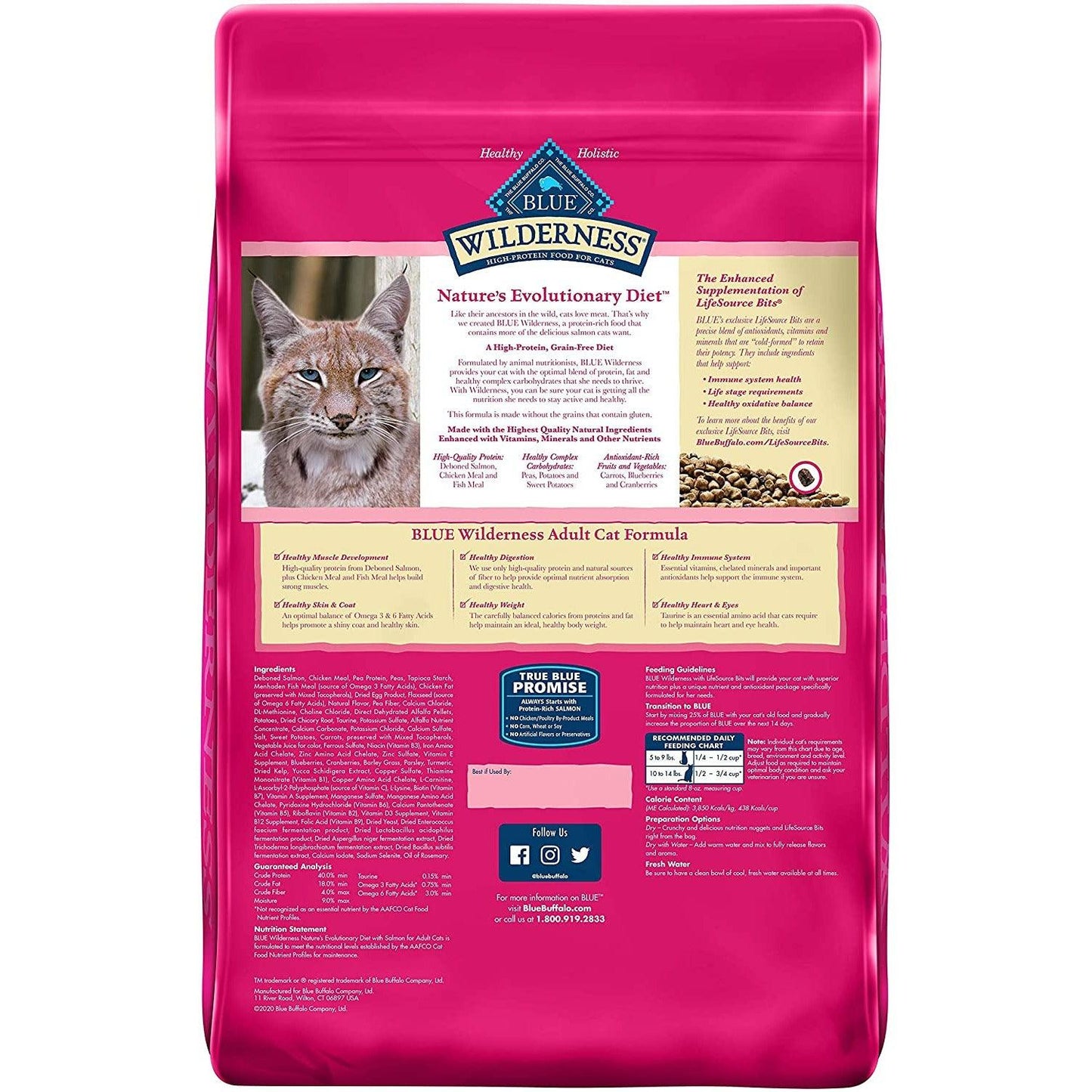 Blue Buffalo Wilderness Cat Food Adult Salmon - 2.2 Kg - Cat Food - Blue Buffalo - PetMax Canada