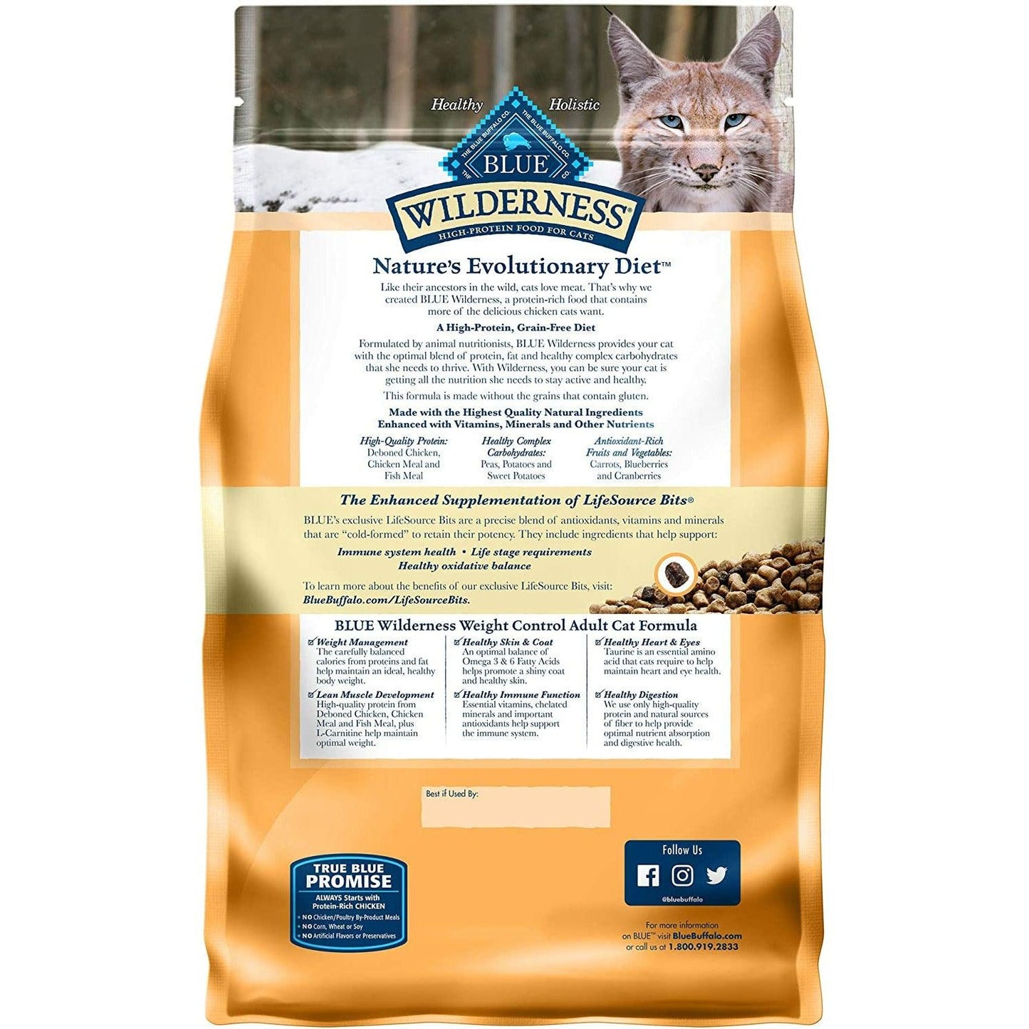 Blue Buffalo Wilderness Cat Food Adult Weight Control - 2.27 Kg - Cat Food - Blue Buffalo - PetMax Canada