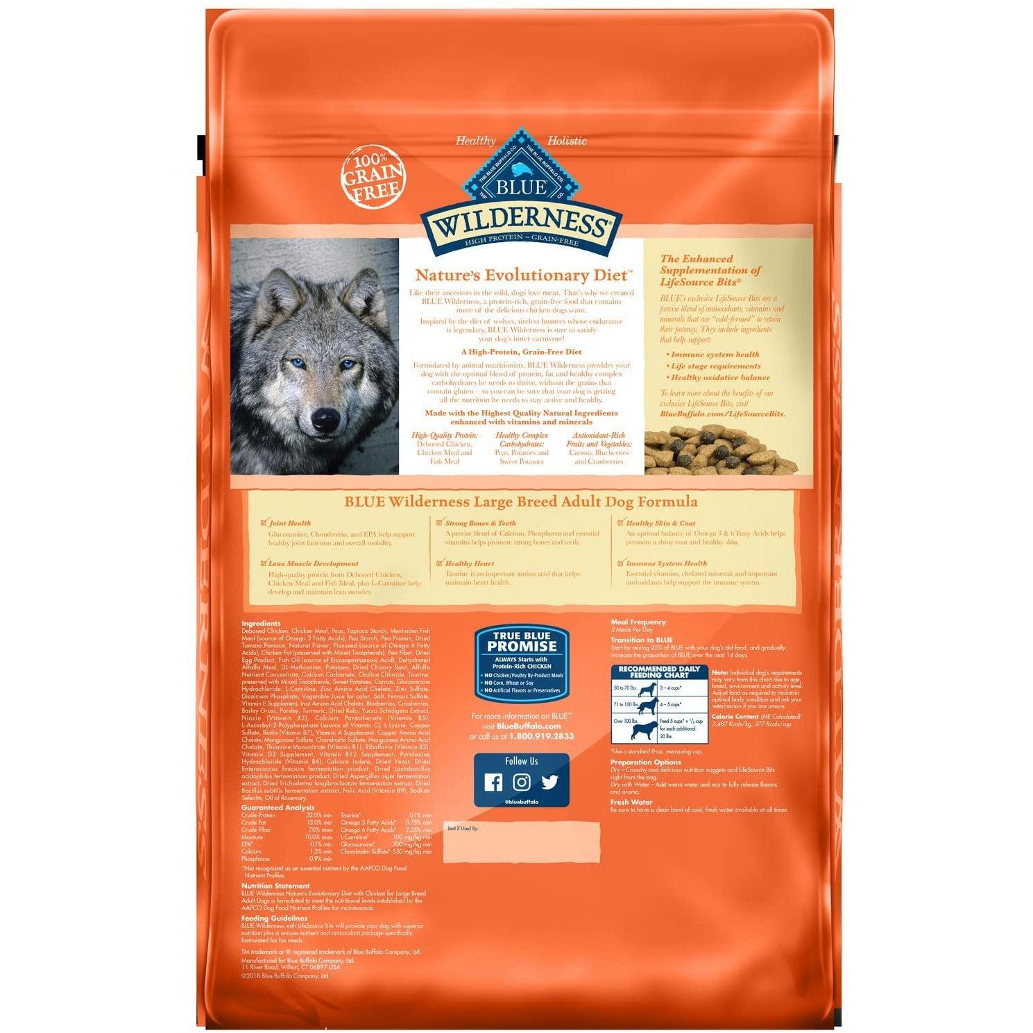 Blue Buffalo Wilderness Large Breed Adult Dry Dog Food Grain Free Chicken