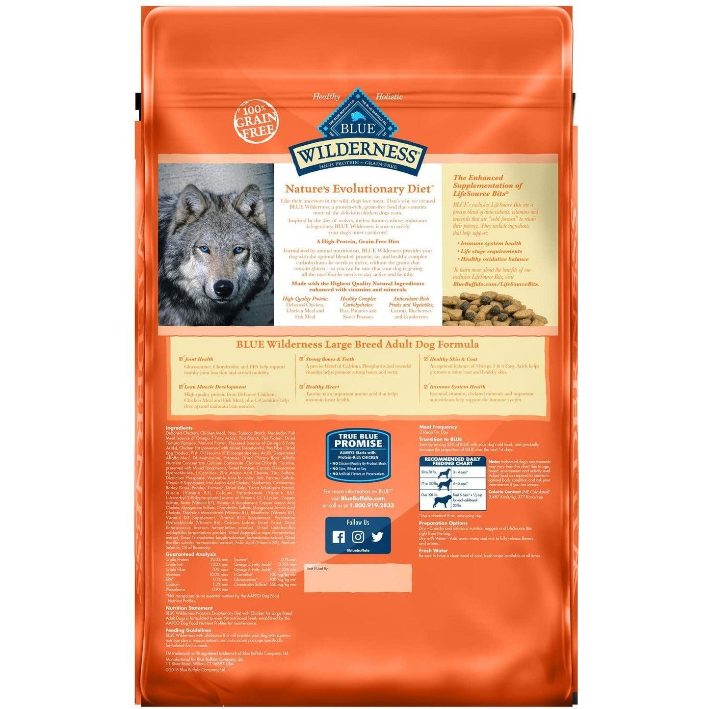 Blue Buffalo Wilderness Dog Food Large Breed Chicken - 10.9 Kg - Dog Food - Blue Buffalo - PetMax Canada