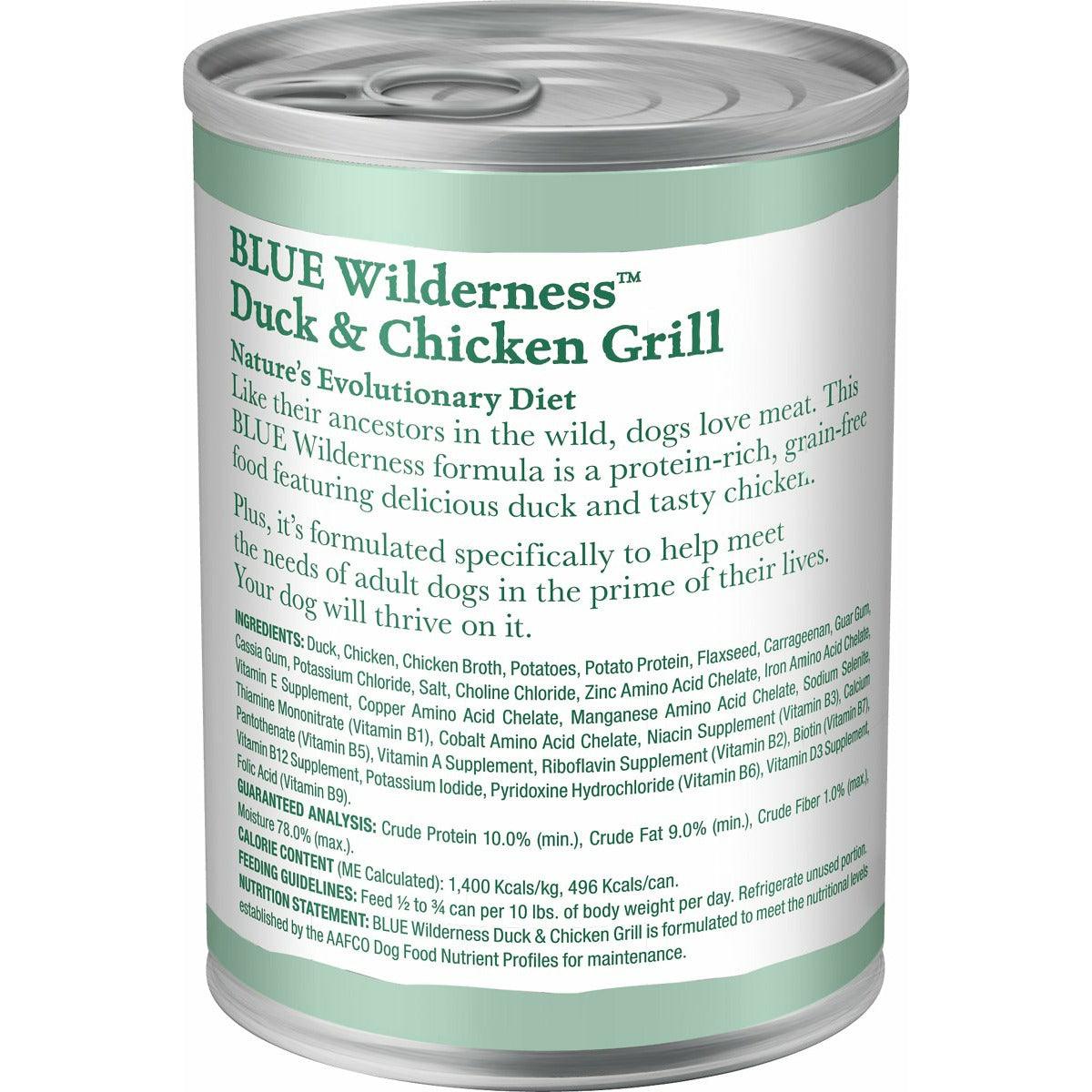 Blue Buffalo Wilderness Duck & Chicken Grill Grain-Free Canned Dog Food - 354g - Canned Dog Food - Blue Buffalo - PetMax Canada