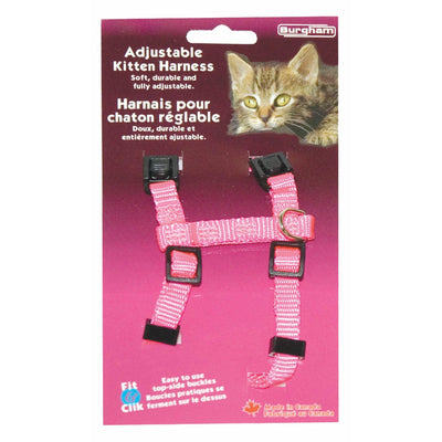 Burgham Adjustable Kitten Harness - 3/8" X 9" - 15" / Pink - Cat Harness - Kitten Harness - PetMax Canada