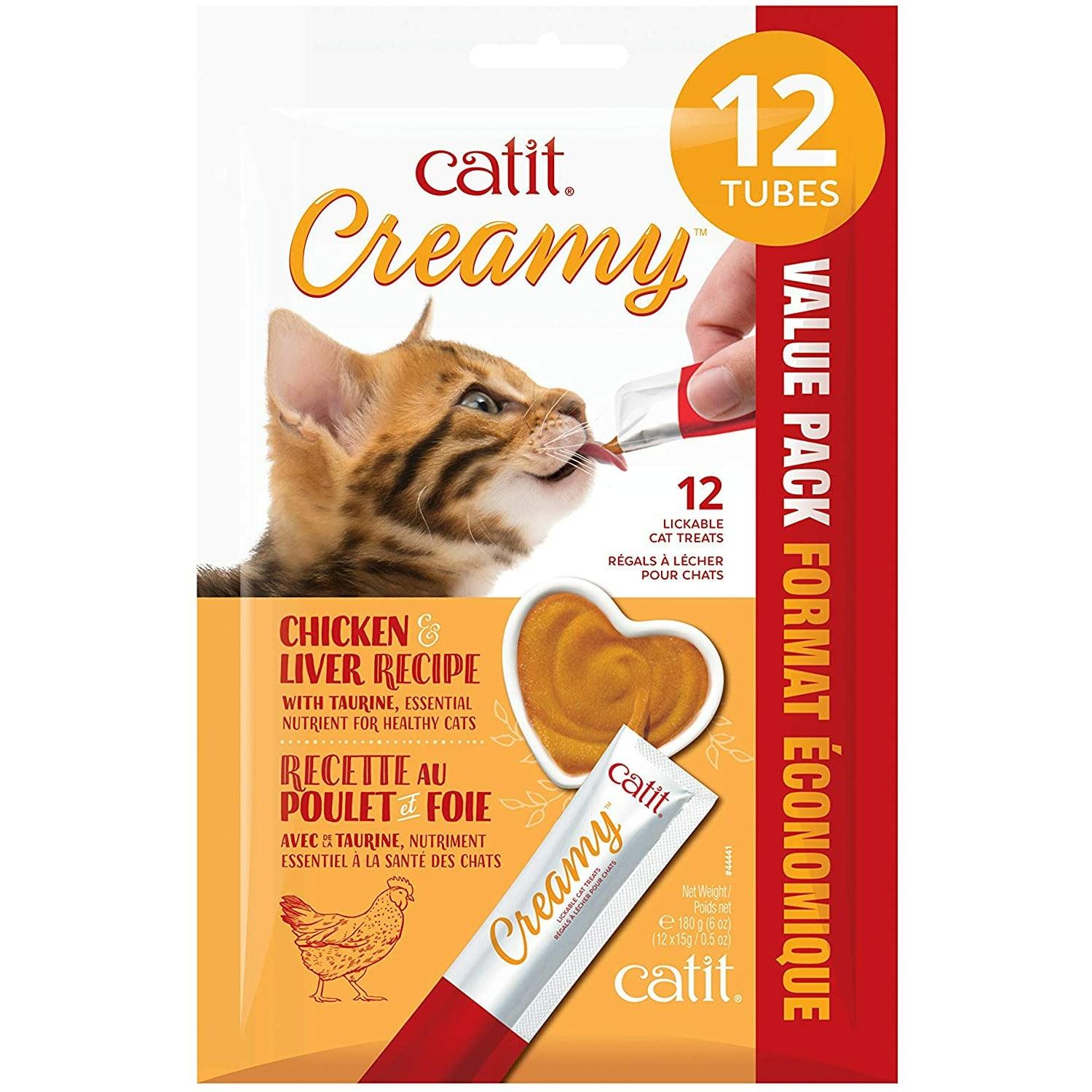 CatIt Creamy Lickable Treats Chicken & Liver - 12 Pack - Cat Treats - Catit - PetMax Canada