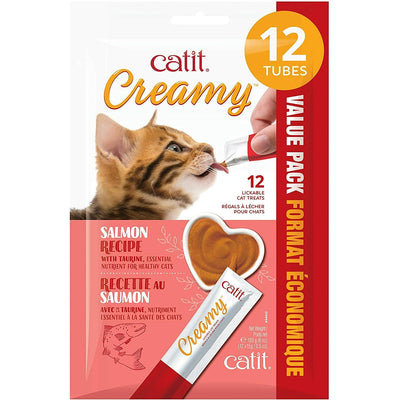 CatIt Creamy Lickable Treats Salmon - 12 Pack - Cat Treats - Catit - PetMax Canada