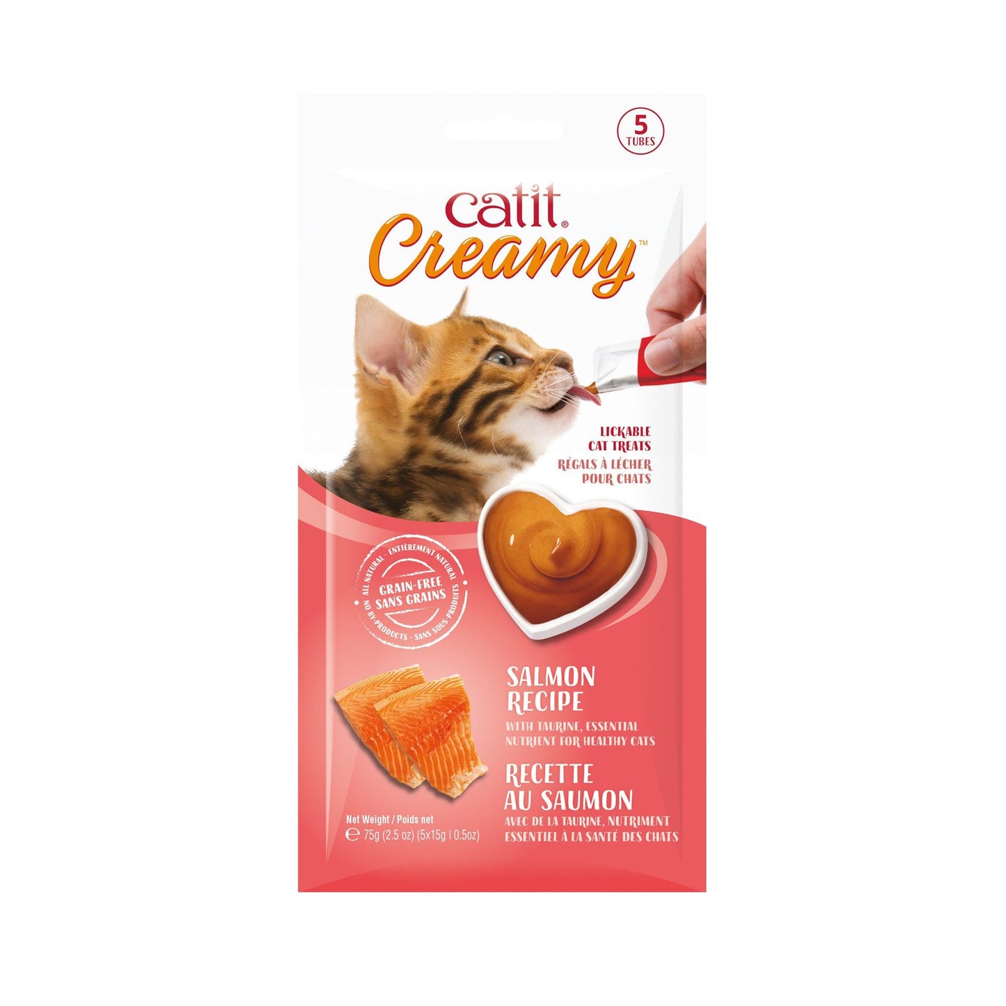 CatIt Creamy Lickable Treats Salmon - 5 Pack - Cat Treats - Catit - PetMax Canada