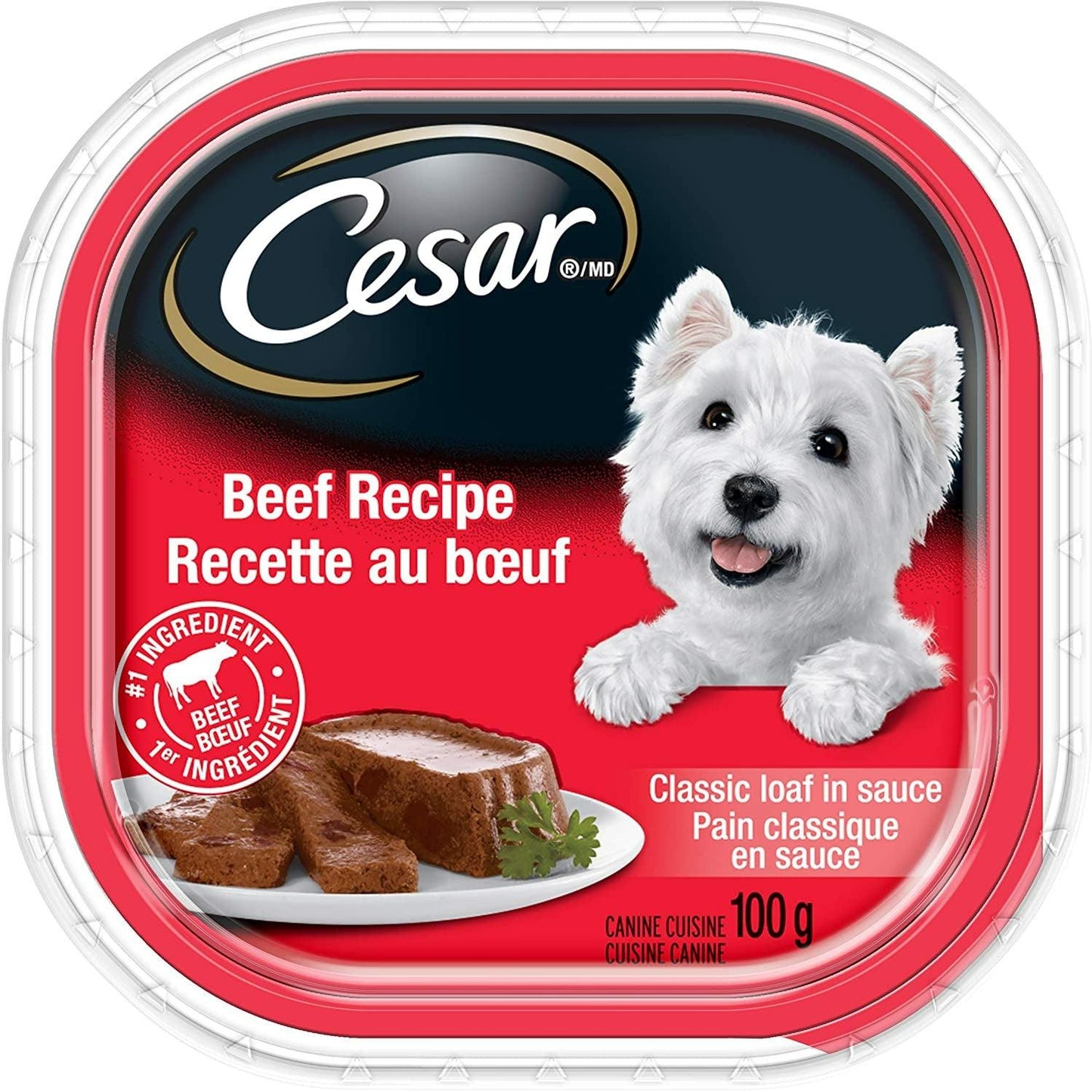 Cesar Classic Beef Loaf in Sauce Wet Dog Food - 100g - Canned Dog Food - Cesar - PetMax Canada