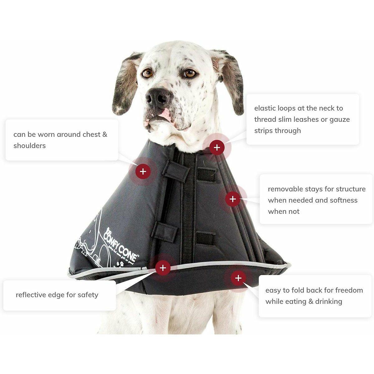 Comfy Cone E-Collar for Dogs & Cats, Black - Small - Dog Collars - Comfy Cone - PetMax Canada