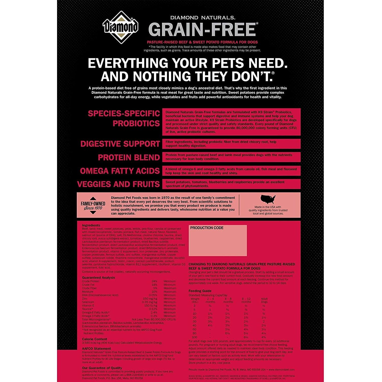 Diamond Naturals Grain Free Beef & Potato Dry Dog Food - 2.27 Kg - Dog Food - Diamond - PetMax Canada