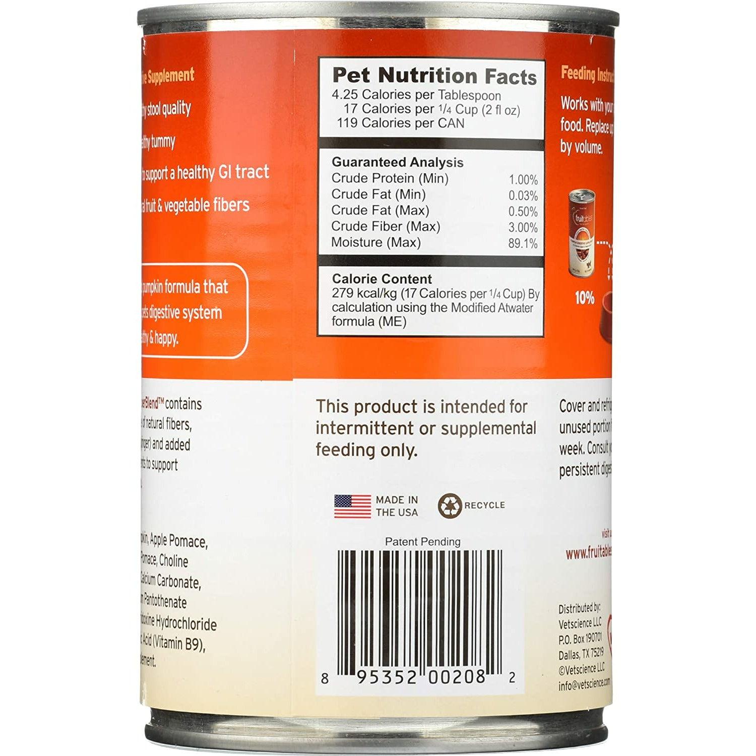 Fruitables Digestive Supplement Pumpkin - 425g - Canned Dog Food - Fruitables - PetMax Canada