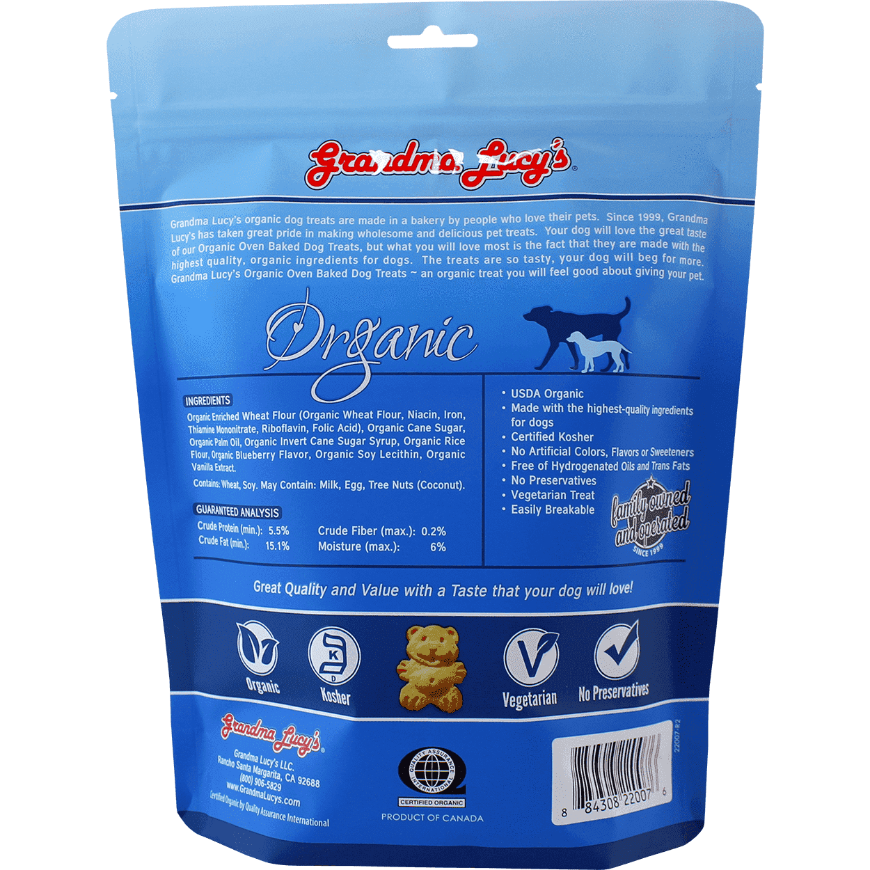 Grandma Lucy's Organic Baked Blueberry Treats - 397g - Dog Treats - Grandma Lucy's - PetMax Canada