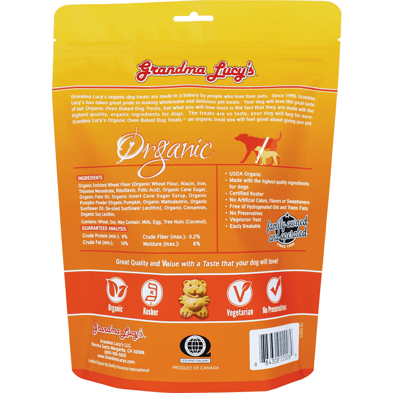 Grandma Lucy's Organic Baked Pumpkin Treats - 397g - Dog Treats - Grandma Lucy's - PetMax Canada