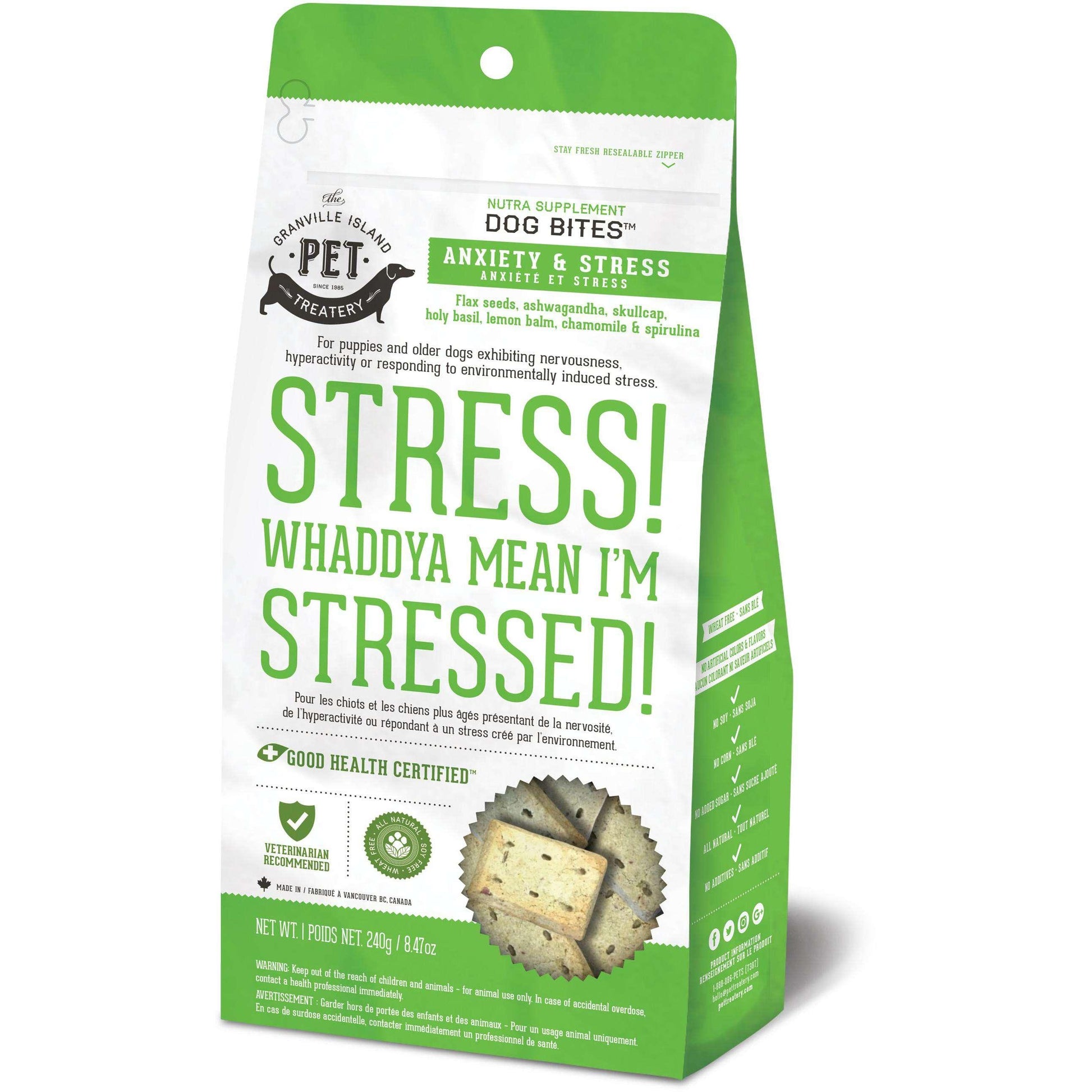 Granville Island Anxiety & Stress Dog Treats - 240g - Dog Treats - Granville Island Pet Treatery - PetMax Canada