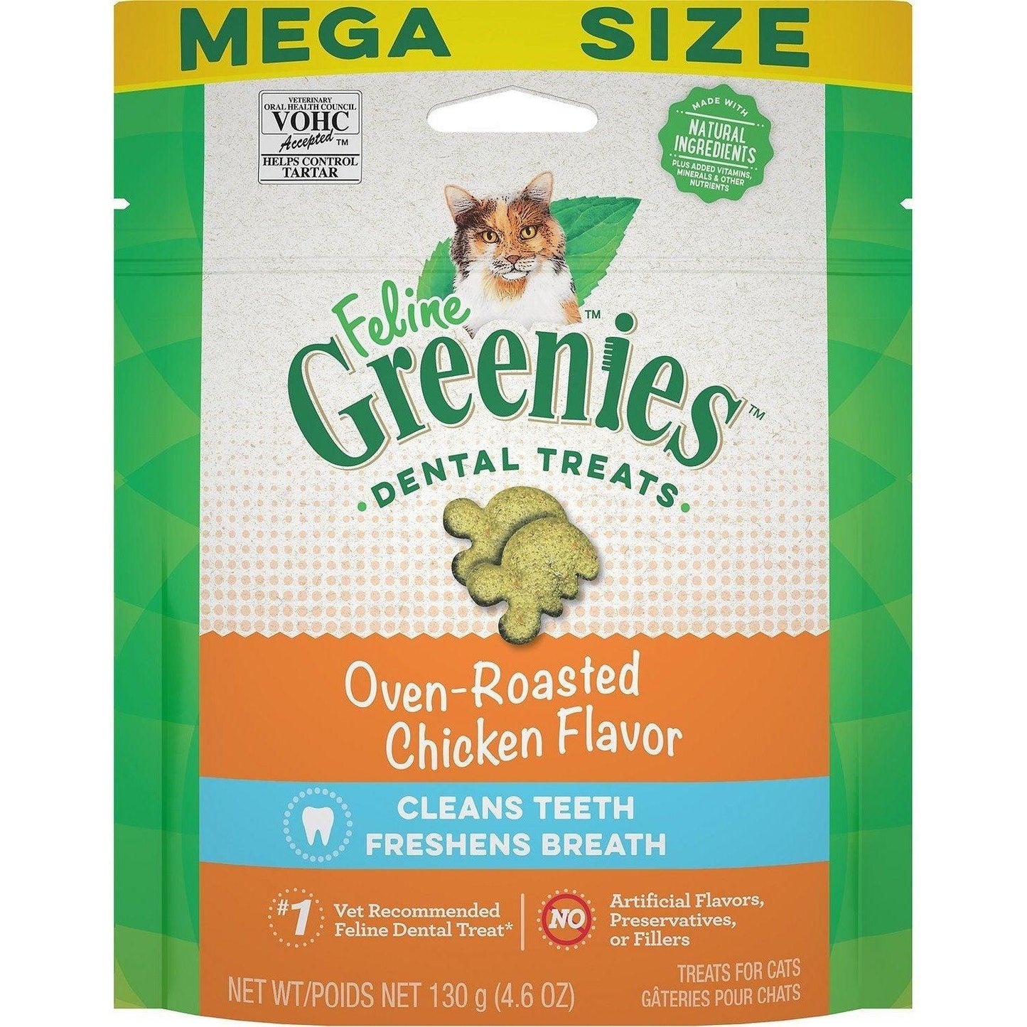 Greenies Feline Natural Dental Care Cat Treats Oven Roasted Chicken Flavour - 130g - Cat Treats - Greenies - PetMax Canada