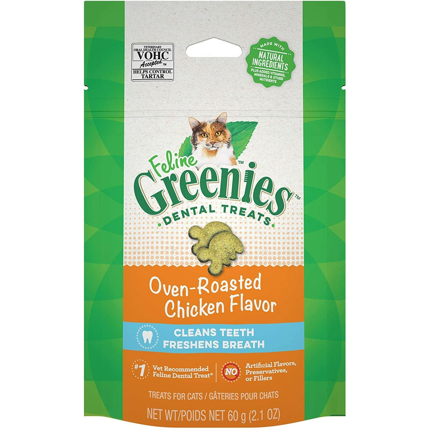 Greenies Feline Natural Dental Care Cat Treats Oven Roasted Chicken Flavour - 60g - Cat Treats - Greenies - PetMax Canada