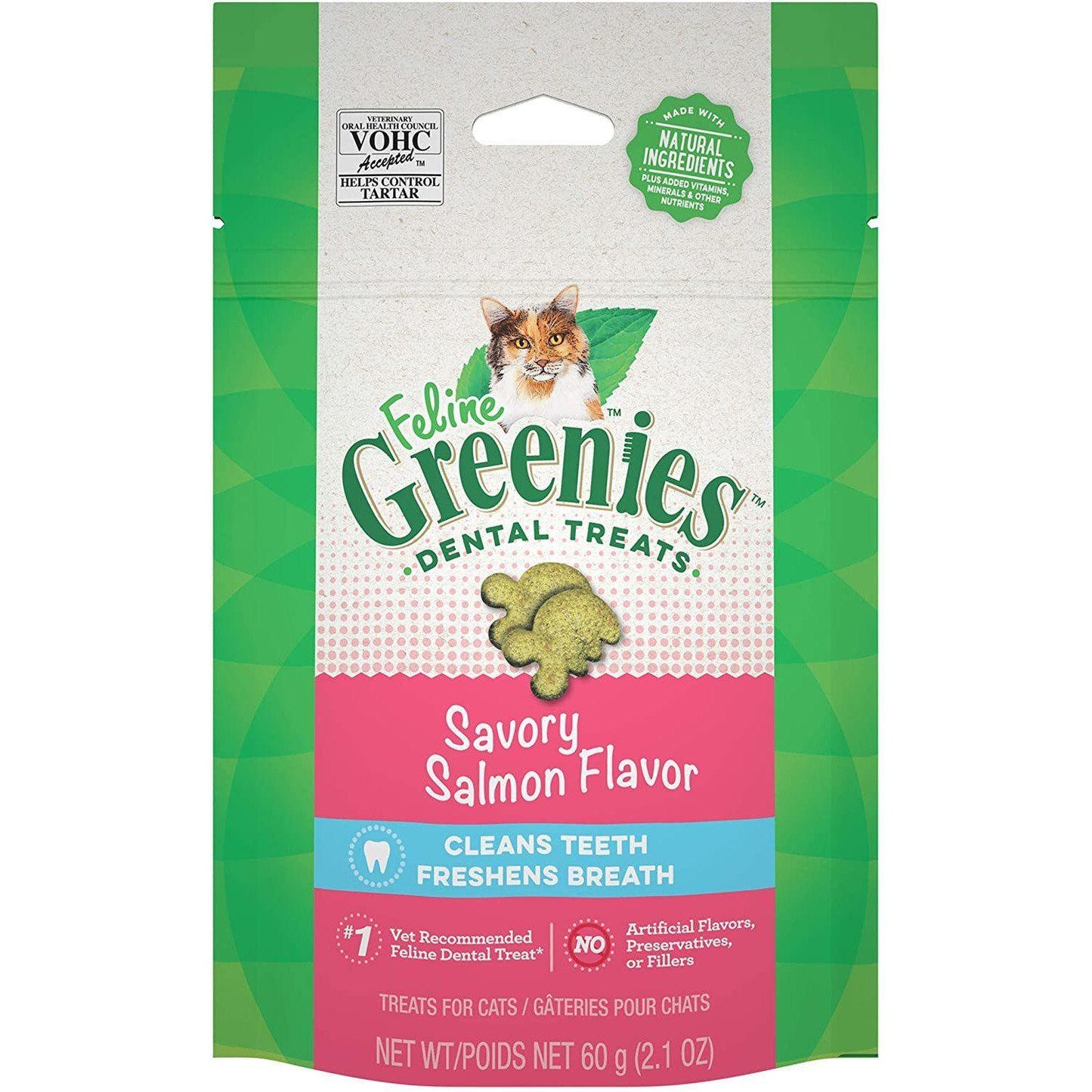 Greenies Feline Natural Dental Care Cat Treats Savory Salmon Flavour - 60g - Cat Treats - Greenies - PetMax Canada