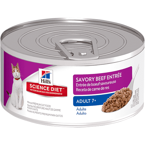 Hill's Science Diet Adult 7+ Savory Beef Canned Cat Food - 156g - Canned Cat Food - Hill's Science Diet - PetMax Canada