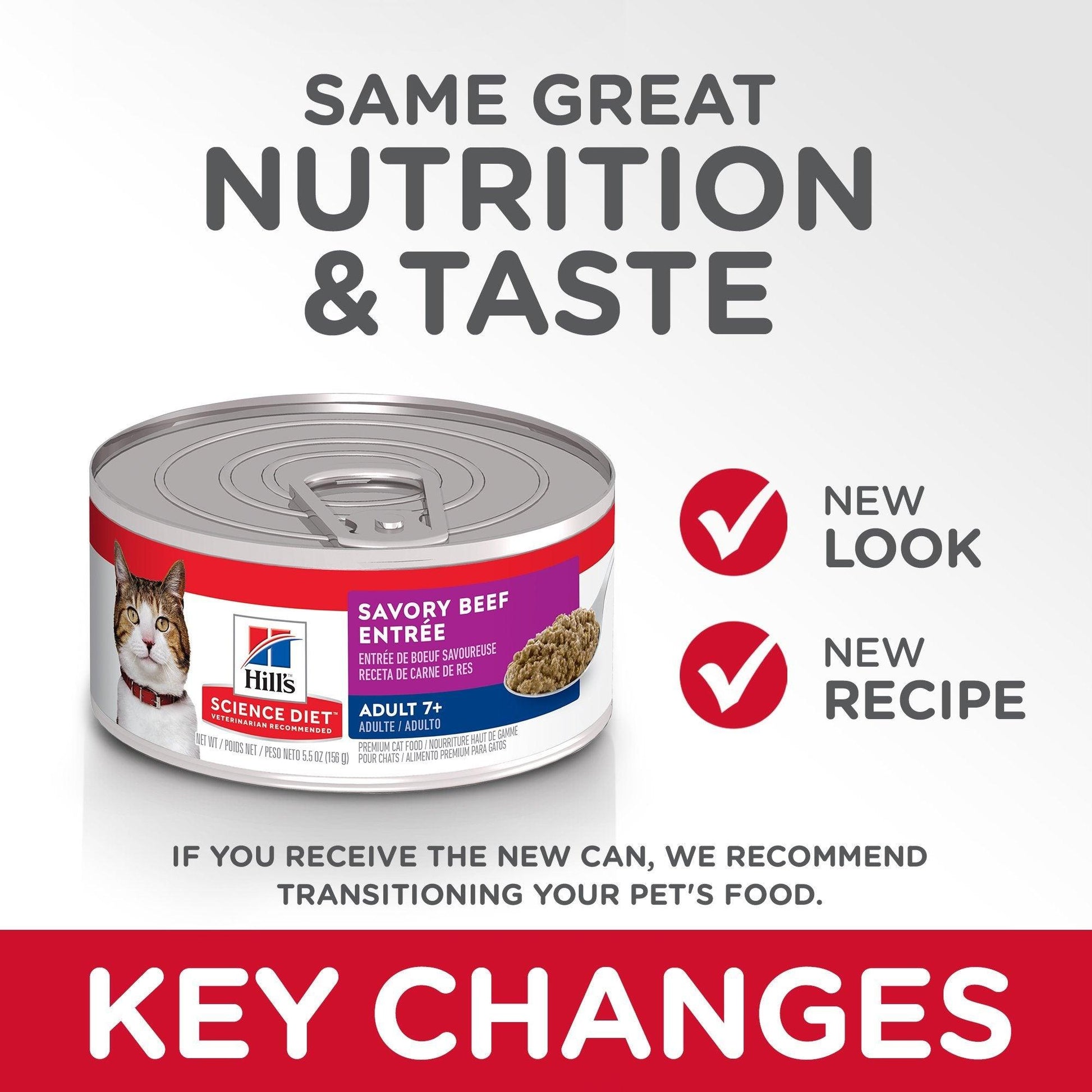 Hill's Science Diet Adult 7+ Savory Beef Canned Cat Food - 156g - Canned Cat Food - Hill's Science Diet - PetMax Canada