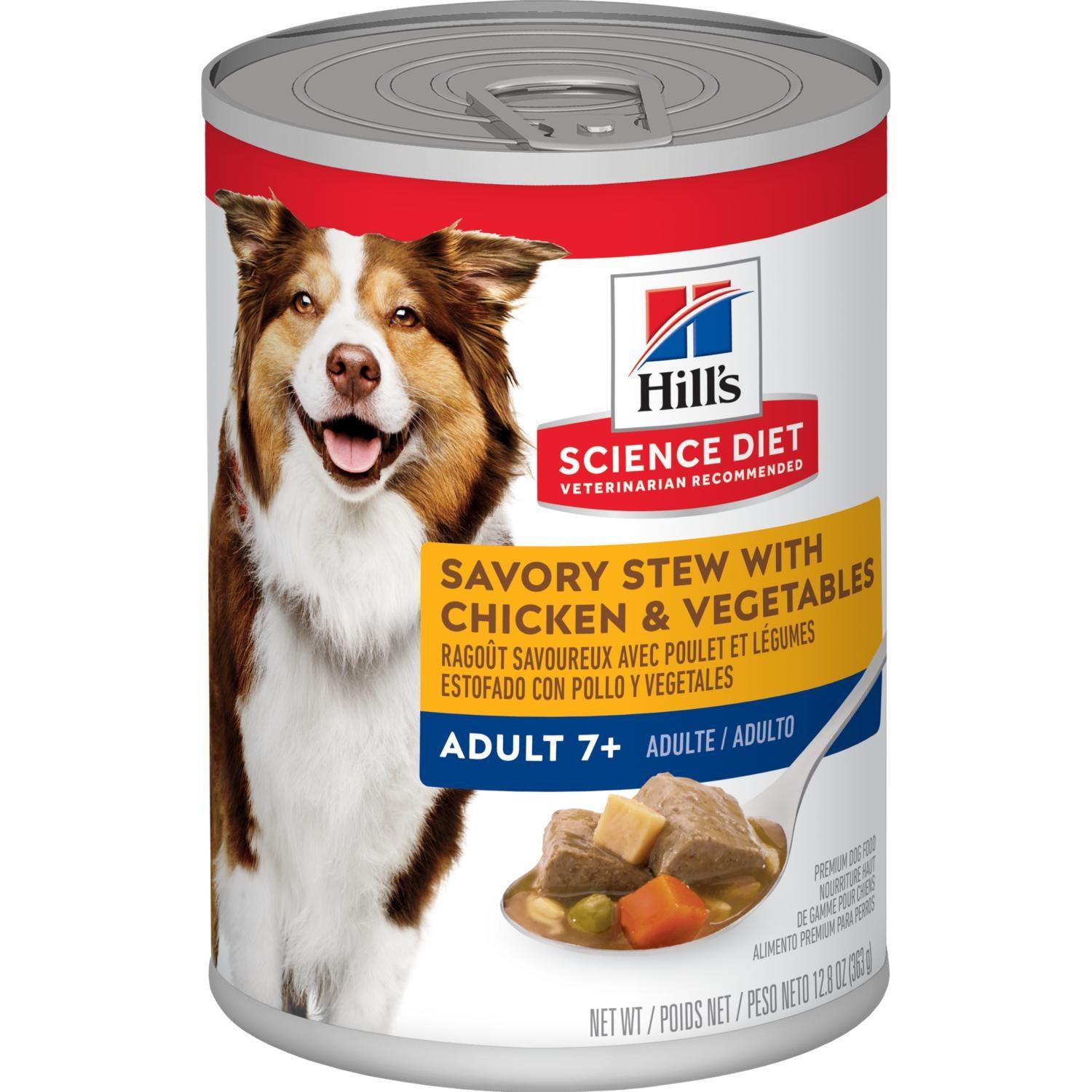 Hill's Science Diet Adult 7+ Savory Stew with Chicken & Vegetables dog food - 363g - Canned Dog Food - Hill's Science Diet - PetMax Canada