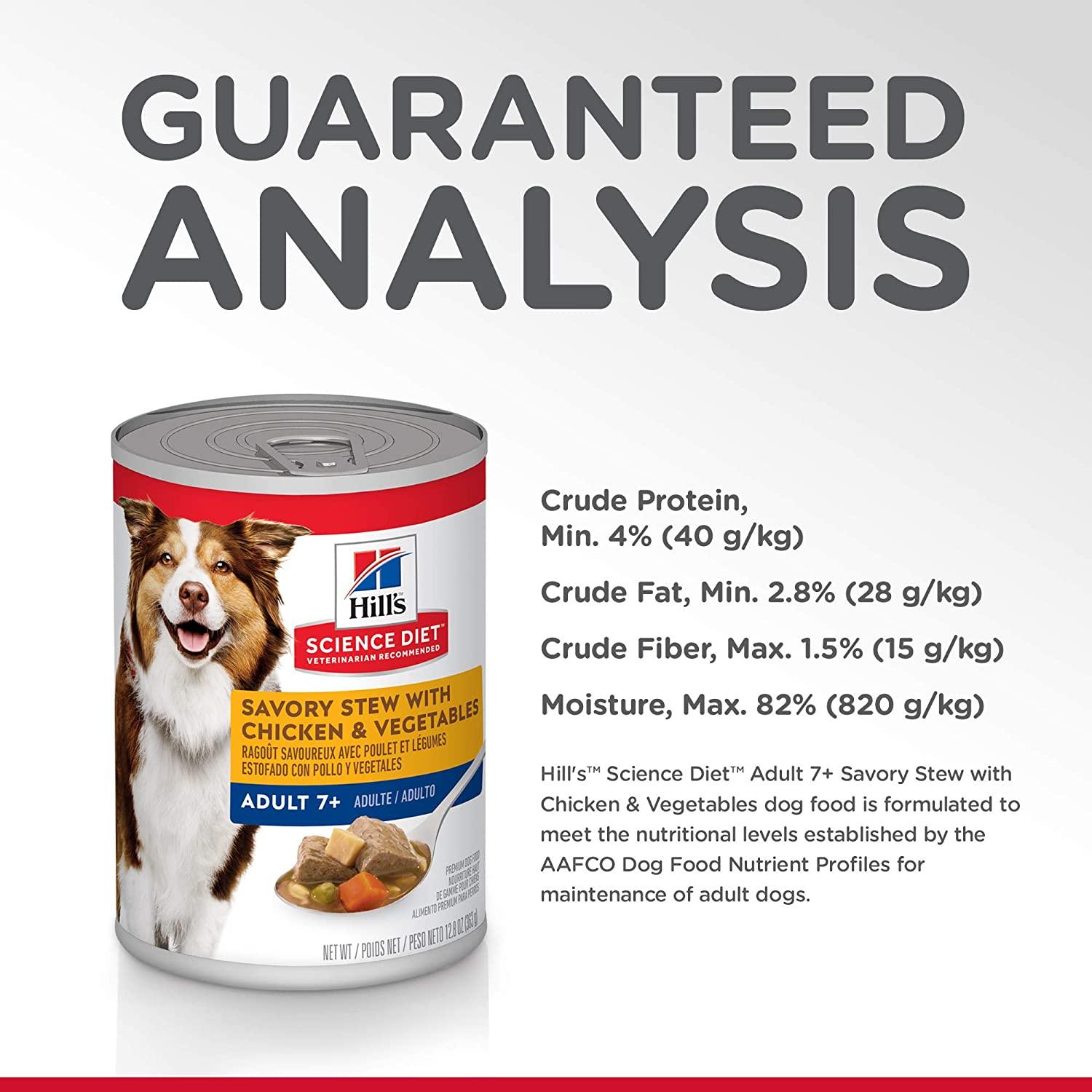 Hill's Science Diet Adult 7+ Savory Stew with Chicken & Vegetables dog food - 363g - Canned Dog Food - Hill's Science Diet - PetMax Canada