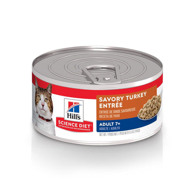 Hill's Science Diet Adult 7+ Savory Turkey Canned Cat Food - 156g - Canned Cat Food - Hill's Science Diet - PetMax Canada