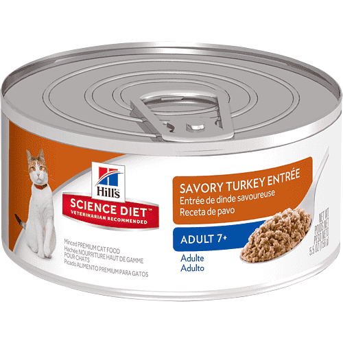 Hill's Science Diet Adult 7+ Savory Turkey Canned Cat Food - 156g - Canned Cat Food - Hill's Science Diet - PetMax Canada