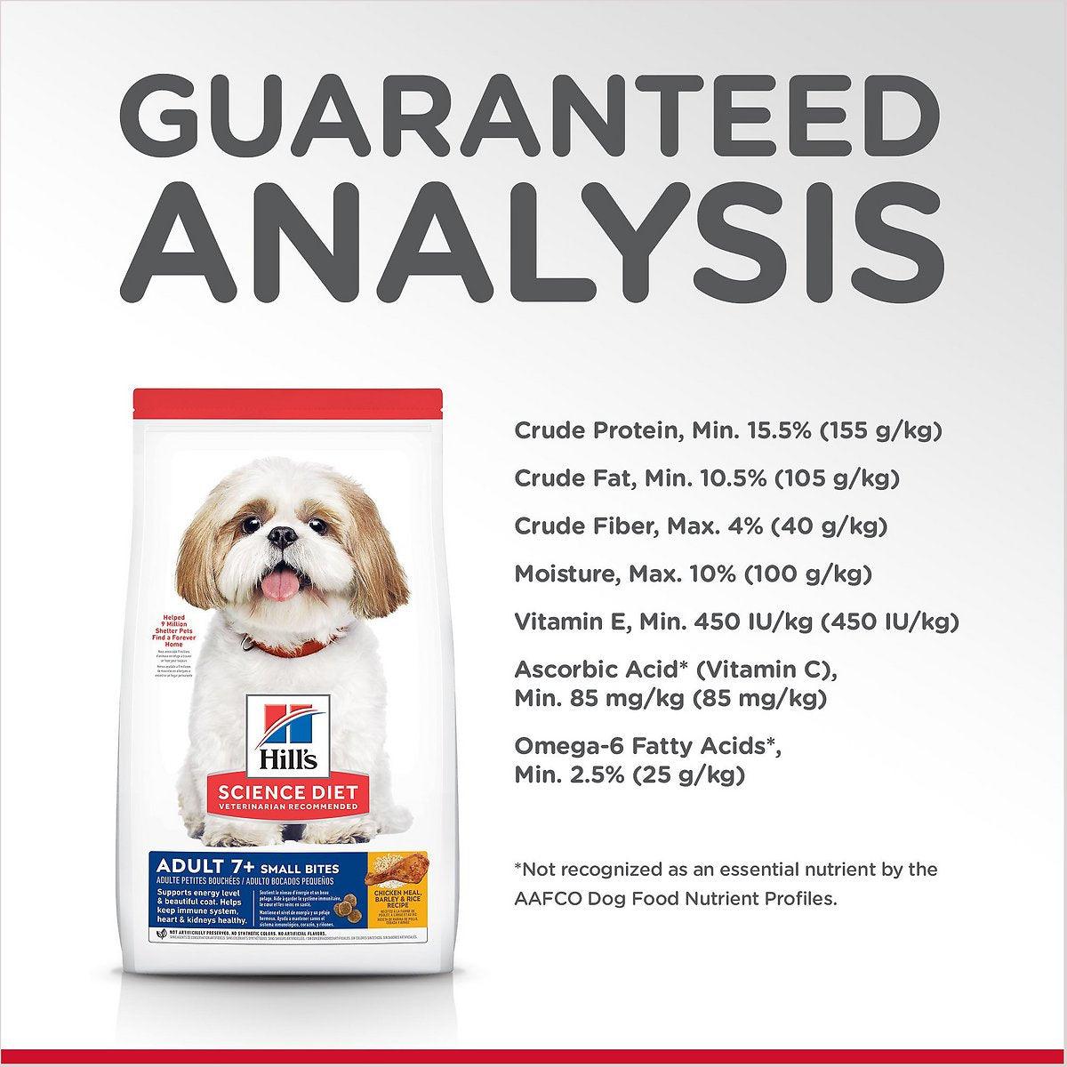 Hill's Science Diet Adult 7+ Small Bites Chicken Meal, Barley & Rice Recipe Dry Dog Food - 2.27 Kg - Dog Food - Hill's Science Diet - PetMax Canada