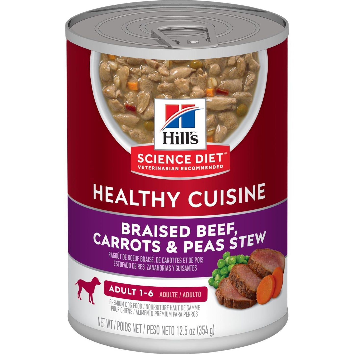 Hill's Science Diet Adult Healthy Cuisine Braised Beef, Carrots & Peas Stew dog food - 354g - Canned Dog Food - Hill's Science Diet - PetMax Canada