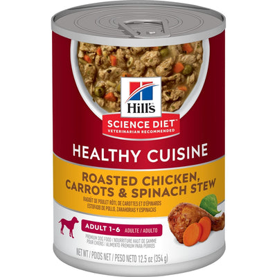 Hill's Science Diet Adult Healthy Cuisine Roasted Chicken, Carrots & Spinach Stew dog food - 354g - Canned Dog Food - Hill's Science Diet - PetMax Canada