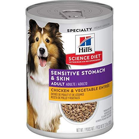 Hill's Science Diet Adult Sensitive Stomach & Skin Chicken & Vegetable Entrée Canned Dog Food - 363g - Canned Dog Food - Hill's Science Diet - PetMax Canada