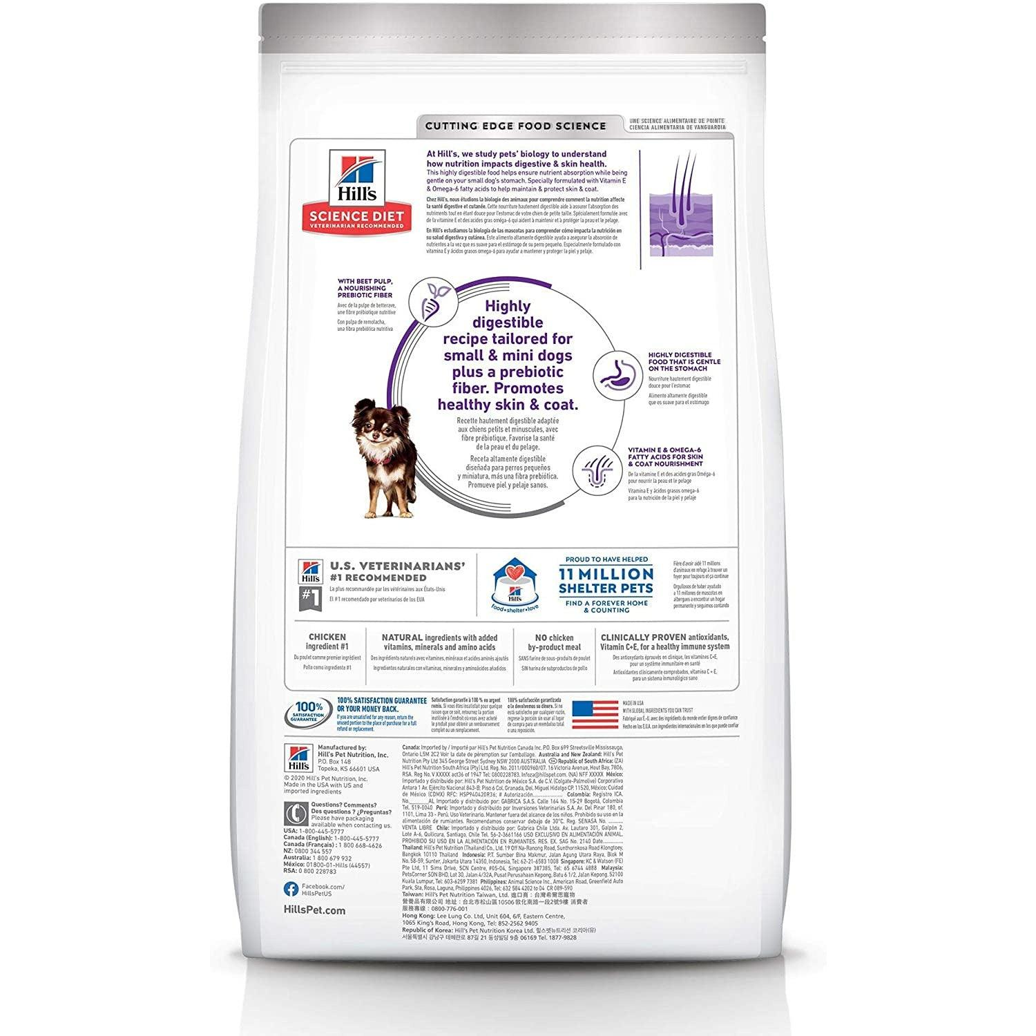 Hill's Science Diet Adult Sensitive Stomach & Skin Small & Mini Chicken Recipe Dog Food - 1.8 Kg - Dog Food - Hill's Science Diet - PetMax Canada