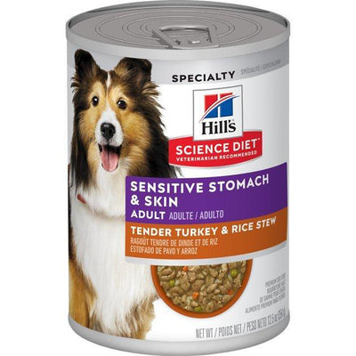 Hill's Science Diet Adult Sensitive Stomach & Skin Tender Turkey & Rice Stew dog food - 363g - Canned Dog Food - Hill's Science Diet - PetMax Canada