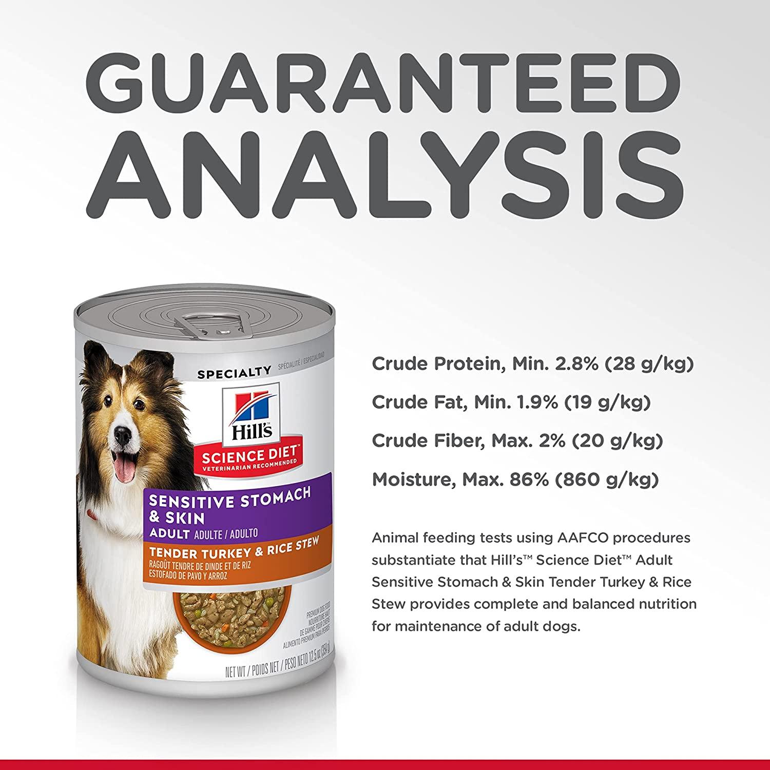 Hill's Science Diet Adult Sensitive Stomach & Skin Tender Turkey & Rice Stew dog food - 363g - Canned Dog Food - Hill's Science Diet - PetMax Canada