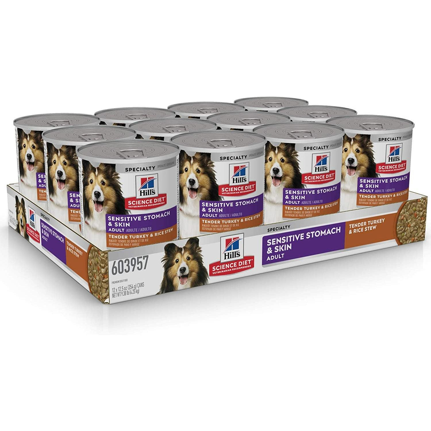 Science Diet Sensitive Skin Stomach Tender Turkey Rice Stew Adult Canned Dog Food 12.5oz