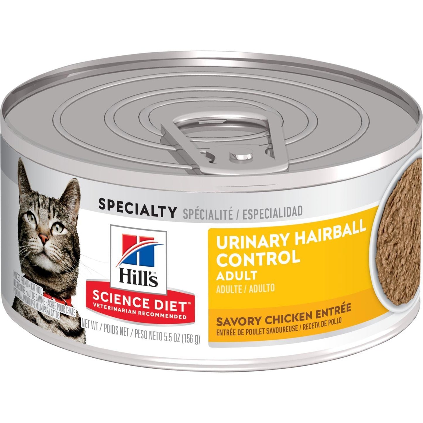 Hill's Science Diet Adult Urinary Hairball Control Savory Chicken Entrée cat food - 82g - Canned Cat Food - Hill's Science Diet - PetMax Canada