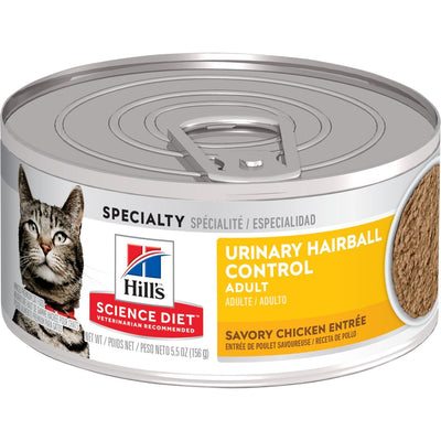 Hill's Science Diet Adult Urinary Hairball Control Savory Chicken Entrée cat food - 82g - Canned Cat Food - Hill's Science Diet - PetMax Canada