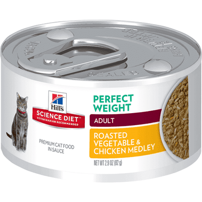 Hill's Science Diet Canned Cat Food Perfect Weight Roasted Vegetable & Chicken - 82g - Canned Cat Food - Hill's Science Diet - PetMax Canada