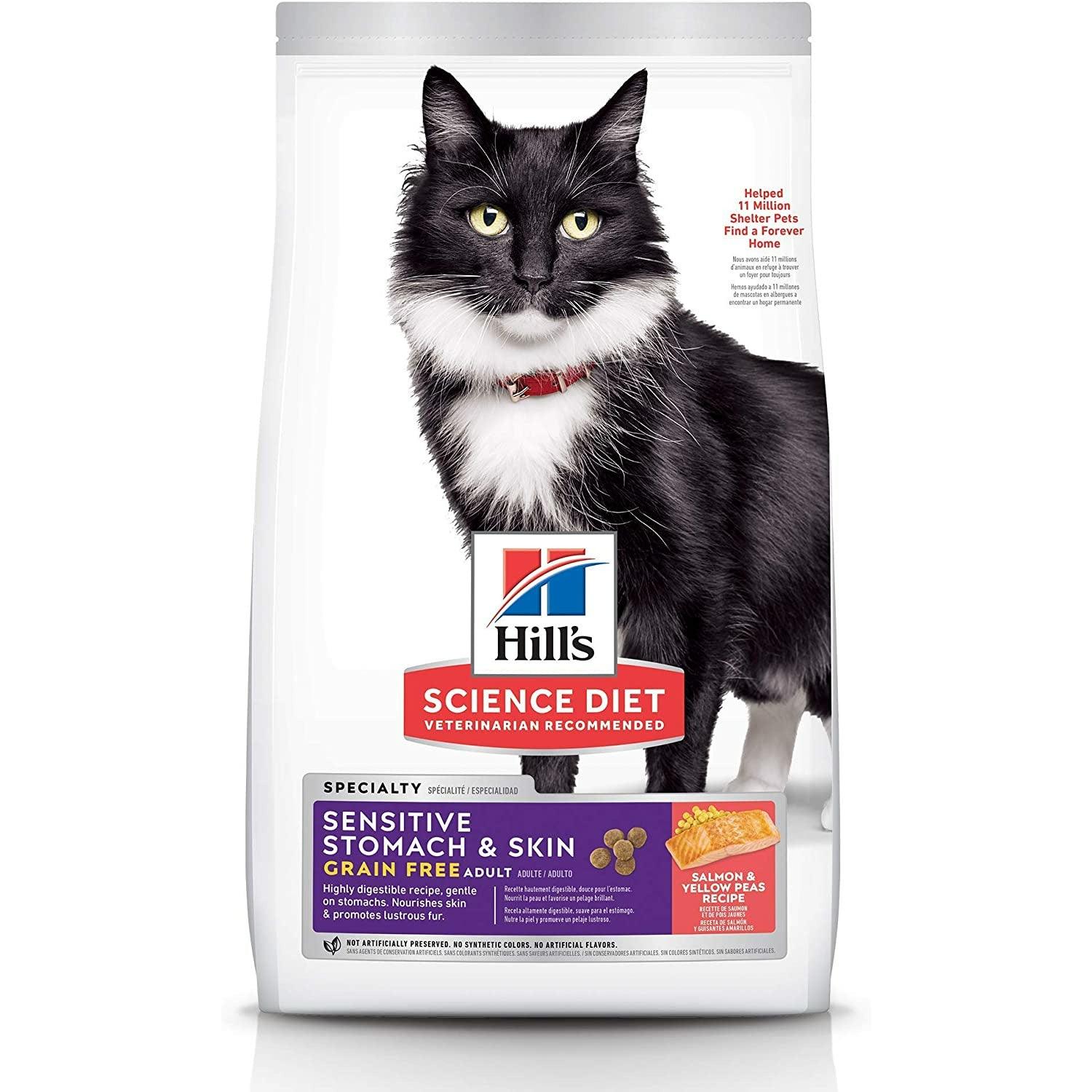 Hill's Science Diet, Dry Cat Food, Adult, Sensitive Stomach & Skin, Grain Free Salmon Recipe - 5.9 Kg - Cat Food - Hill's Science Diet - PetMax Canada