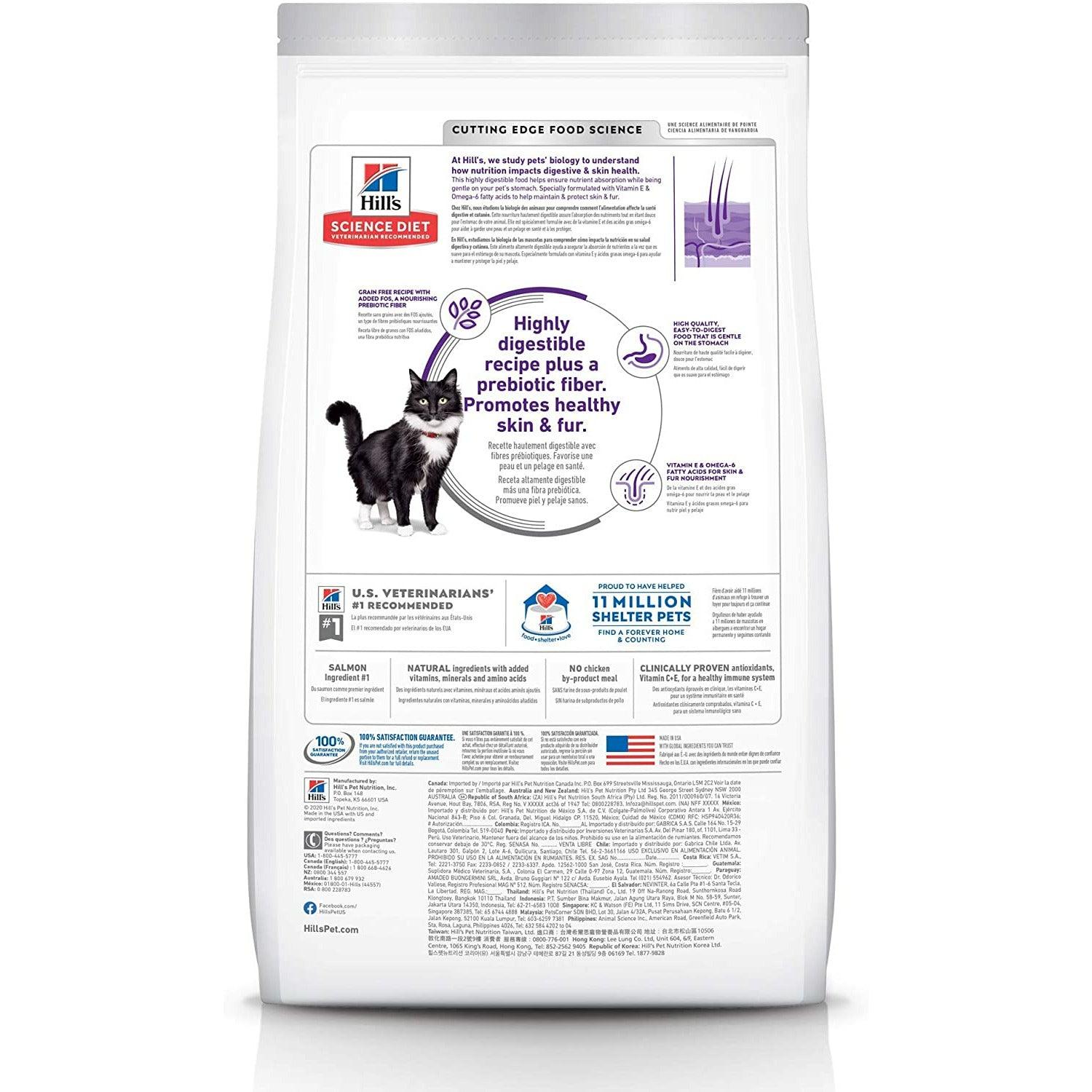 Hill's Science Diet, Dry Cat Food, Adult, Sensitive Stomach & Skin, Grain Free Salmon Recipe - 5.9 Kg - Cat Food - Hill's Science Diet - PetMax Canada