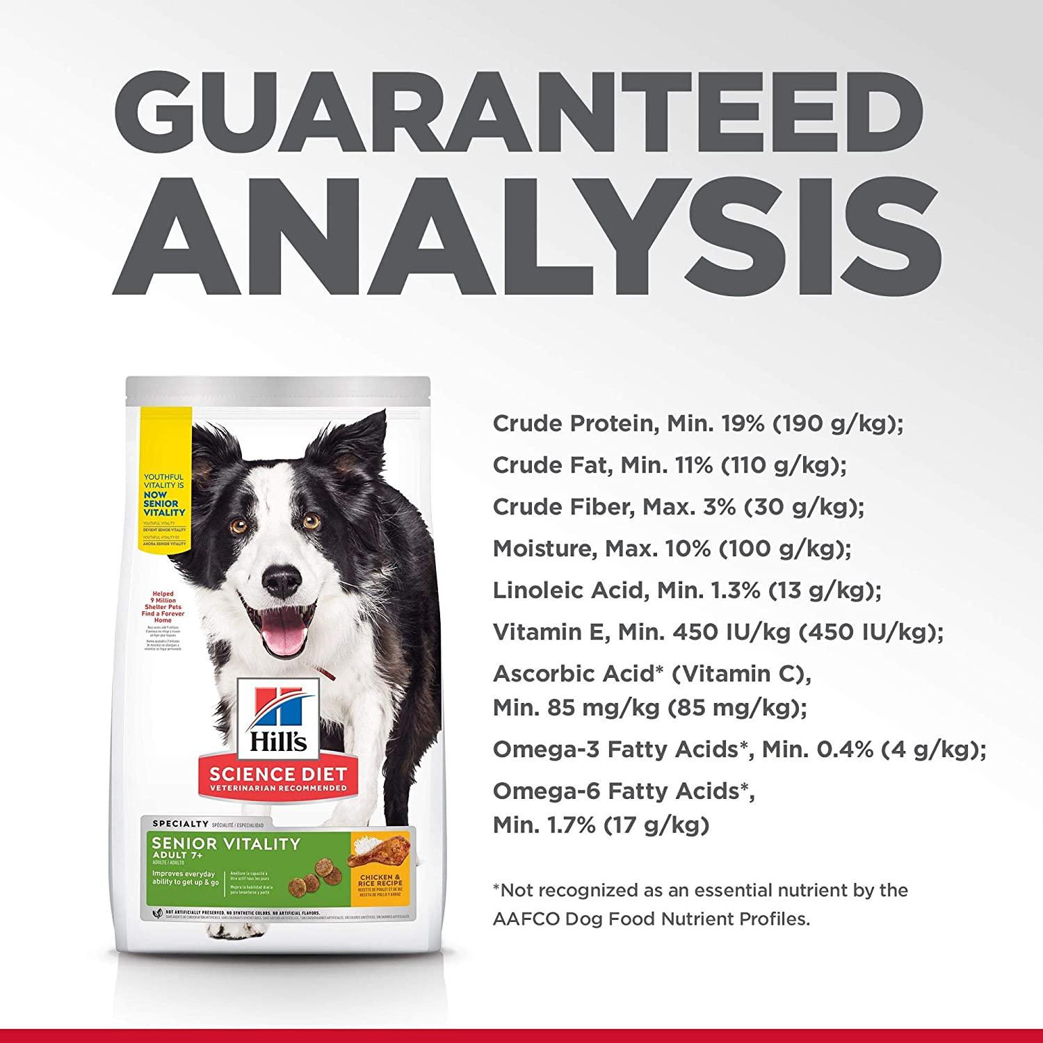 Hill's Science Diet Dry Dog Food, Adult 7+, Senior Vitality, Chicken & Rice Recipe - 5.67 Kg - Dog Food - Hill's Science Diet - PetMax Canada