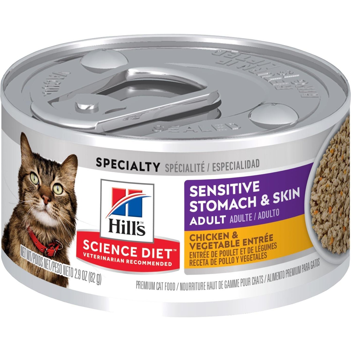 Hill's Science Diet Sensitive Stomach & Skin Chicken & Vegetable Entrée Cat Food - 82g - Canned Cat Food - Hill's Science Diet - PetMax Canada