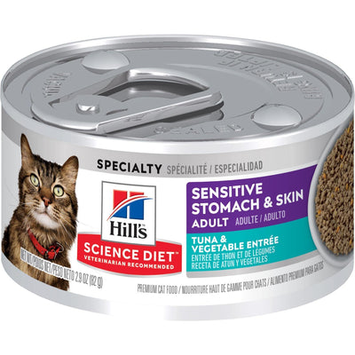 Hill's Science Diet Sensitive Stomach & Skin Tuna & Vegetable Entrée cat food - 82g - Canned Cat Food - Hill's Science Diet - PetMax Canada