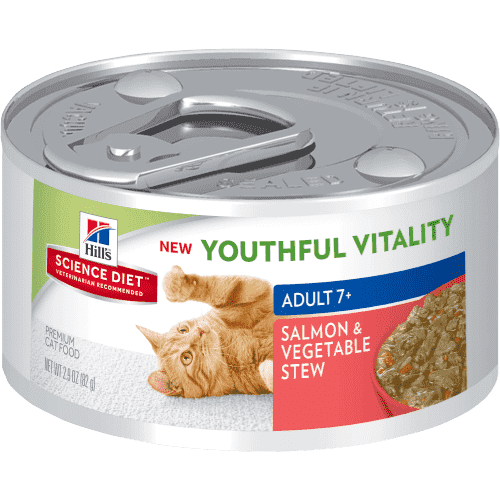 Hill's Science Diet Youthful Vitality Canned Cat Food Salmon & Vegetable - 82g - Canned Cat Food - Hill's Science Diet - PetMax Canada