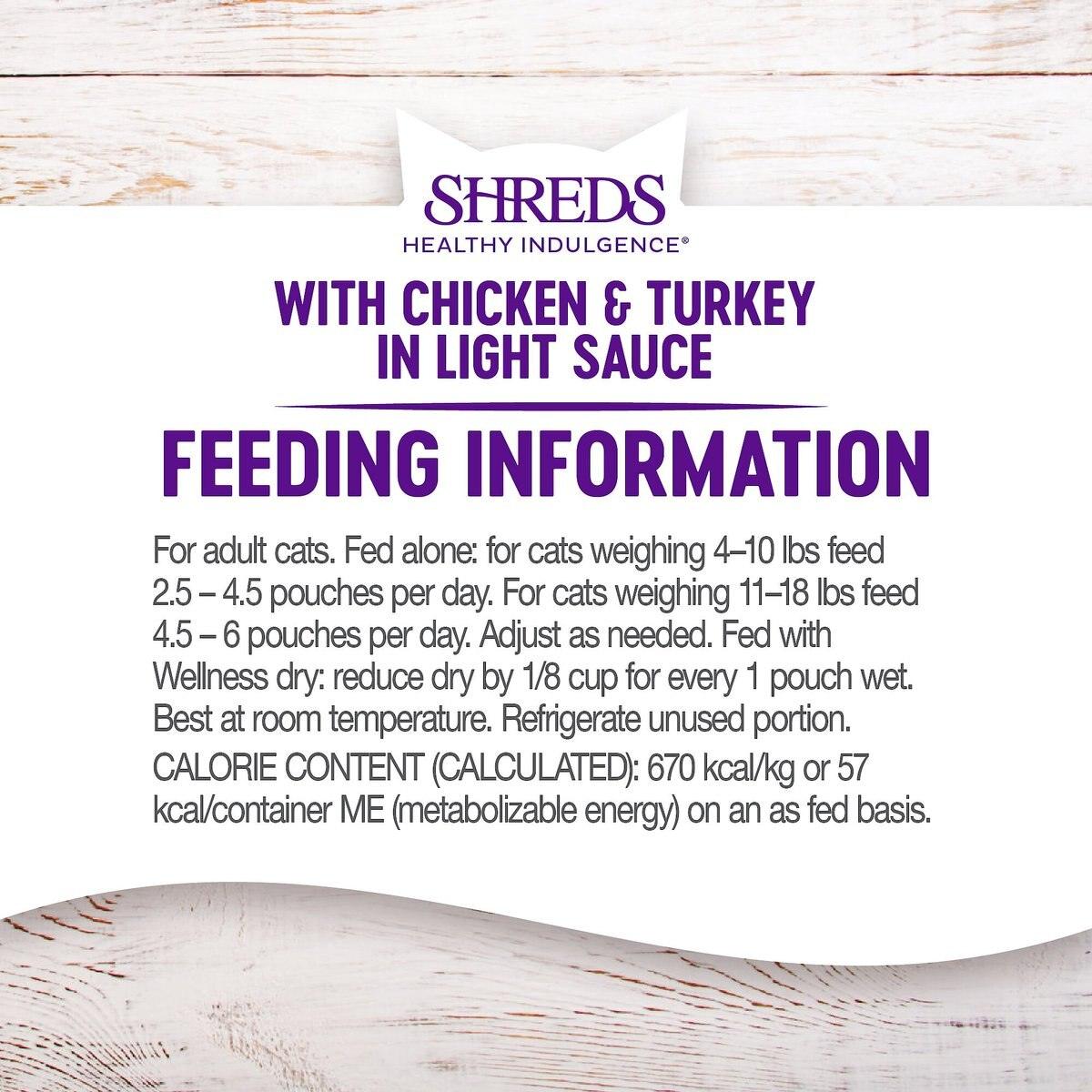 Wellness Healthy Indulgence Shreds Chicken & Turkey in Light Sauce Wet Cat Food - 85g - Canned Cat Food - Wellness - PetMax Canada