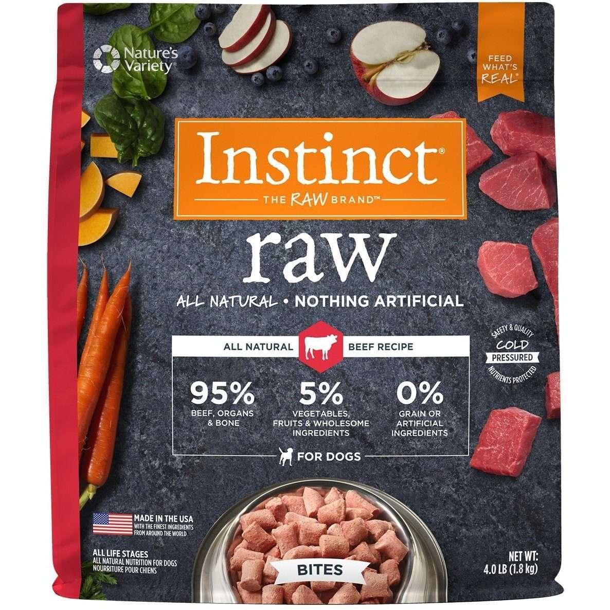 Instinct Raw Dog Food Frozen Beef Bites - 227g - Raw Dog Food - Instinct - PetMax Canada