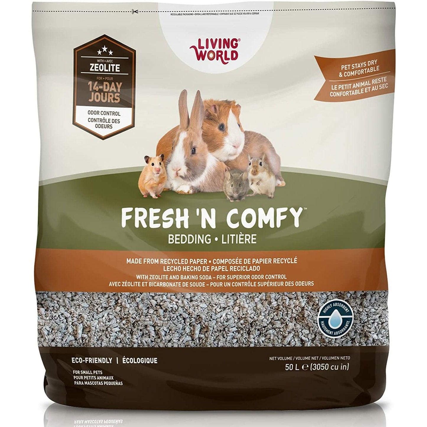 Living World Fresh'n Comfy Bedding Tan - 10L - Small Animal Litter - Living World - PetMax Canada