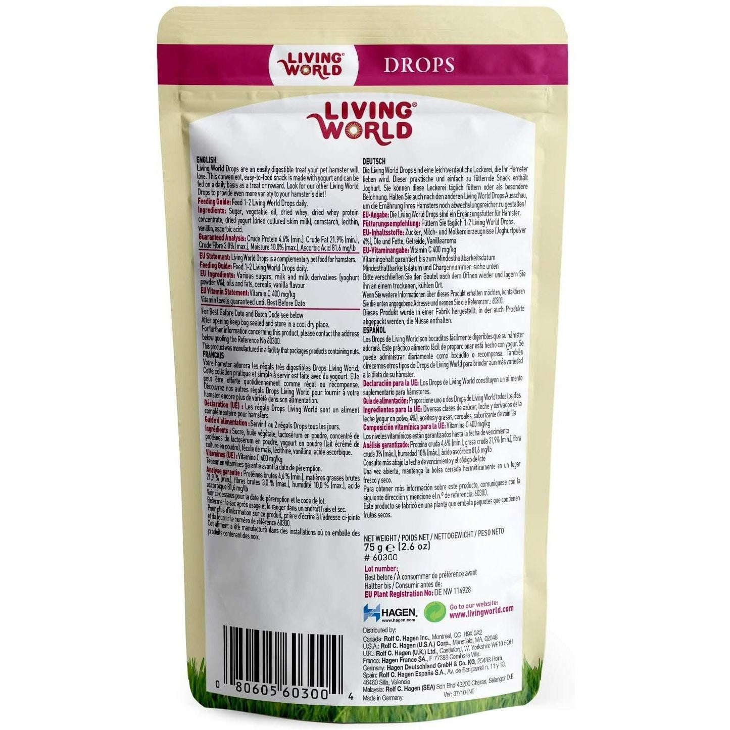 Living World Hamster Treat Yogurt Flavour - 75g - Small Animal Food Treats - Living World - PetMax Canada